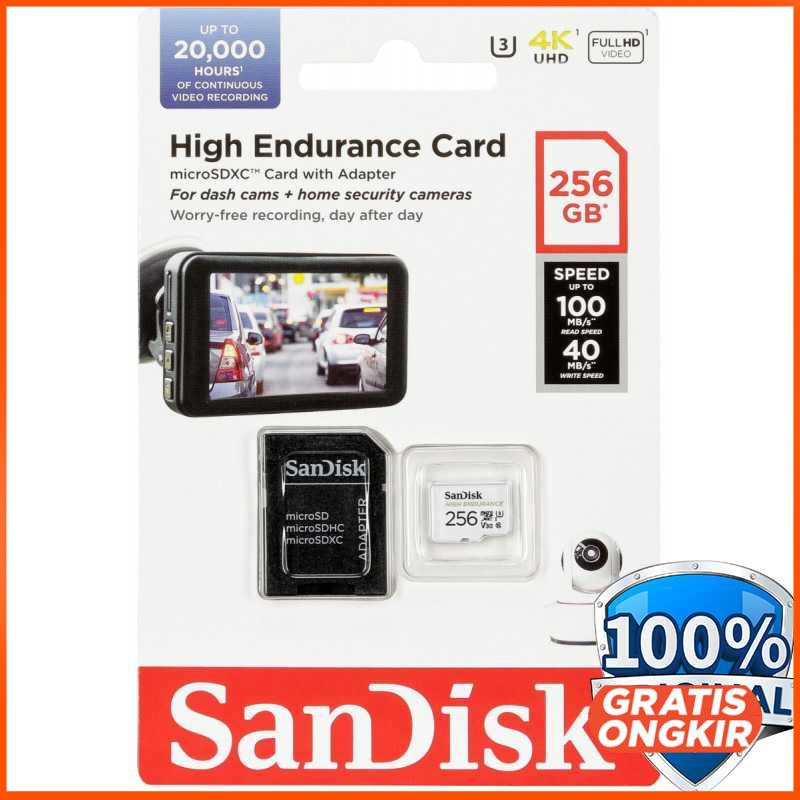 SanDisk High Endurance micro SD Card C10 U3 V30 100MBs - SDSQQNR 256GB