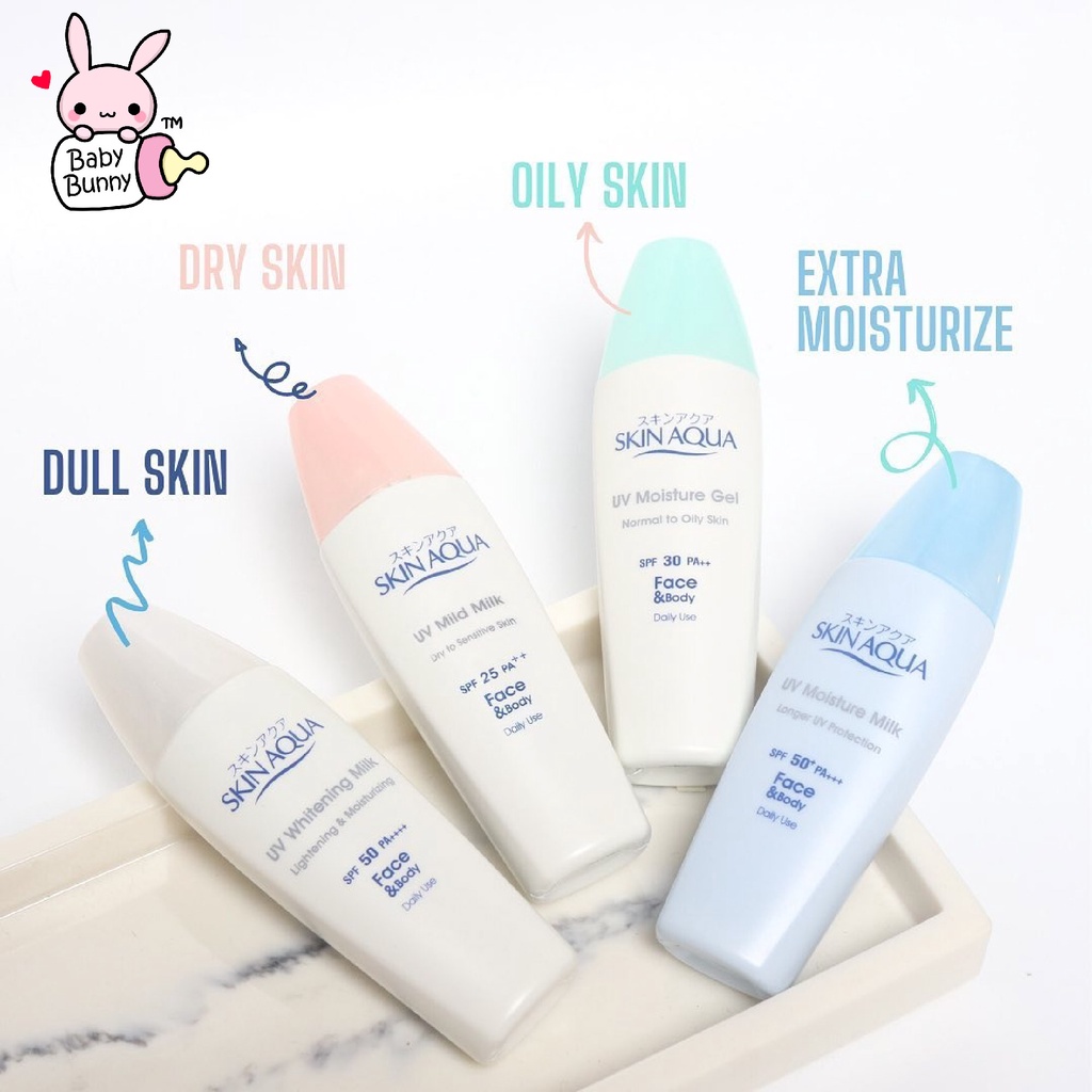 ❤ BELIA ❤ SKIN AQUA Tone Up UV Essence | UV Moisture Milk SPF 50+ PA+++ 40g Moist Gel SPF 30 sunscreen sun block screen | Sunplay Protection Sunscreen Lotion SPF 50+ PA++++ | Sunplay Baby Mild SPF 39 PA++