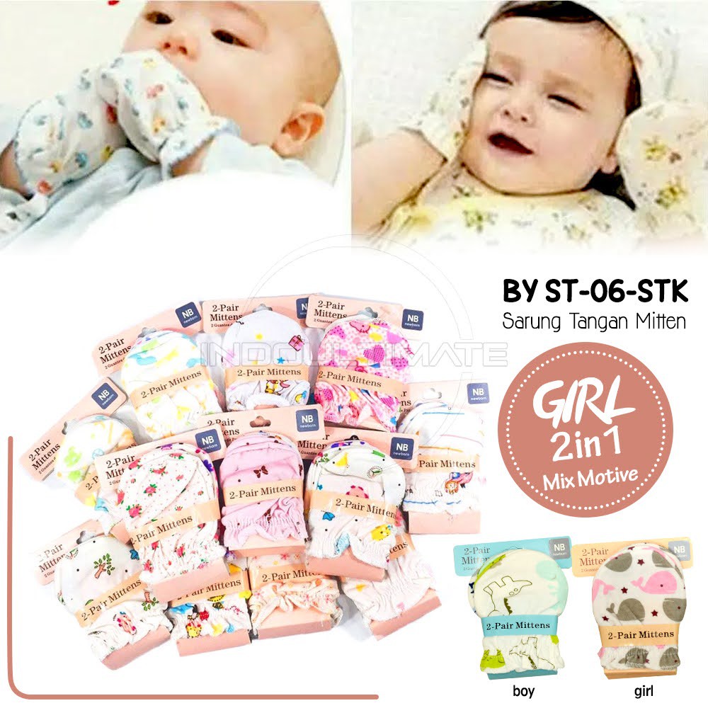 2PCS Set Sarung Tangan Bayi Bayi COTTON PREMIUM ST-06 Bayi Baru Lahir