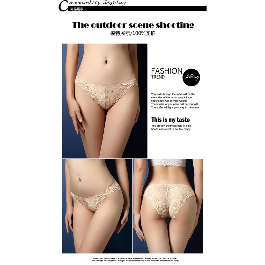 Celana Dalam Wanita Sexy Low Waist G String Renda Pakaian Dalam C123