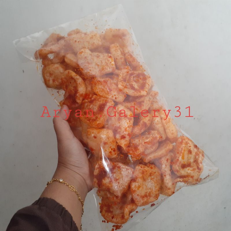 

(Berat 1/2 kg) Kerupuk Kulit Balado asLi Bukittinggi sumatera Barat