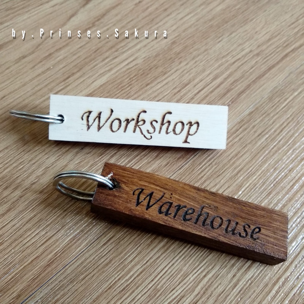 Gantungan Kunci Custom Nama Wooden Keychain