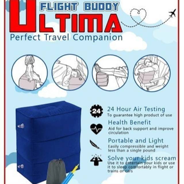 ULTIMA Flight Buddy inflateable foot rest Blue (sudah dapat pompa)