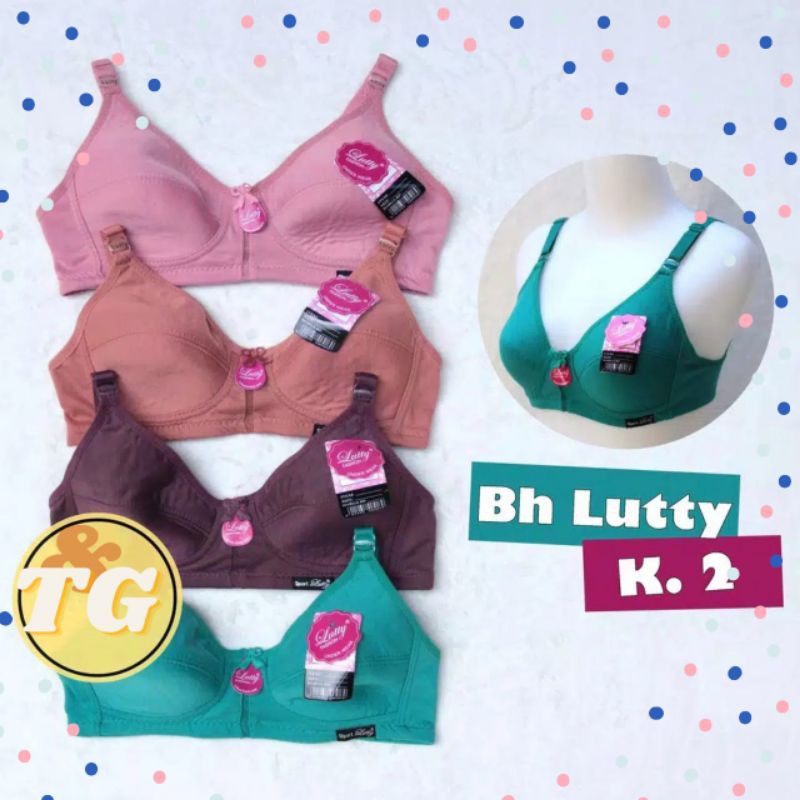 bh lutty sport bra kancing 2 tanpa busa tanpa kawat / bh sport lutty kait 2