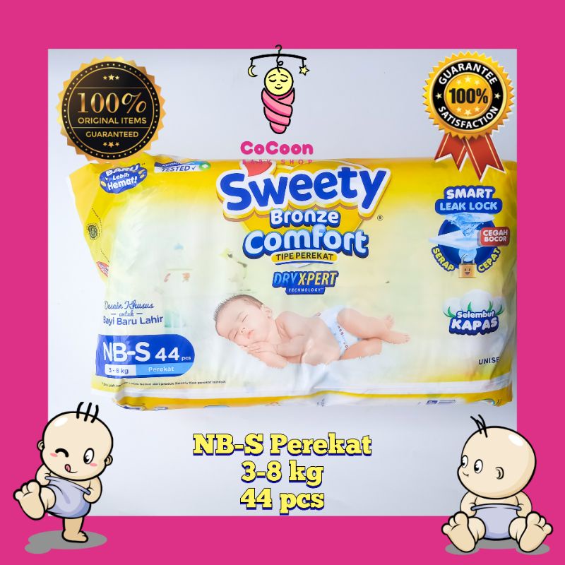 Popok Bayi Sweety Bronze Comfort Tape Perekat NB44 NB S 44 NB-S44