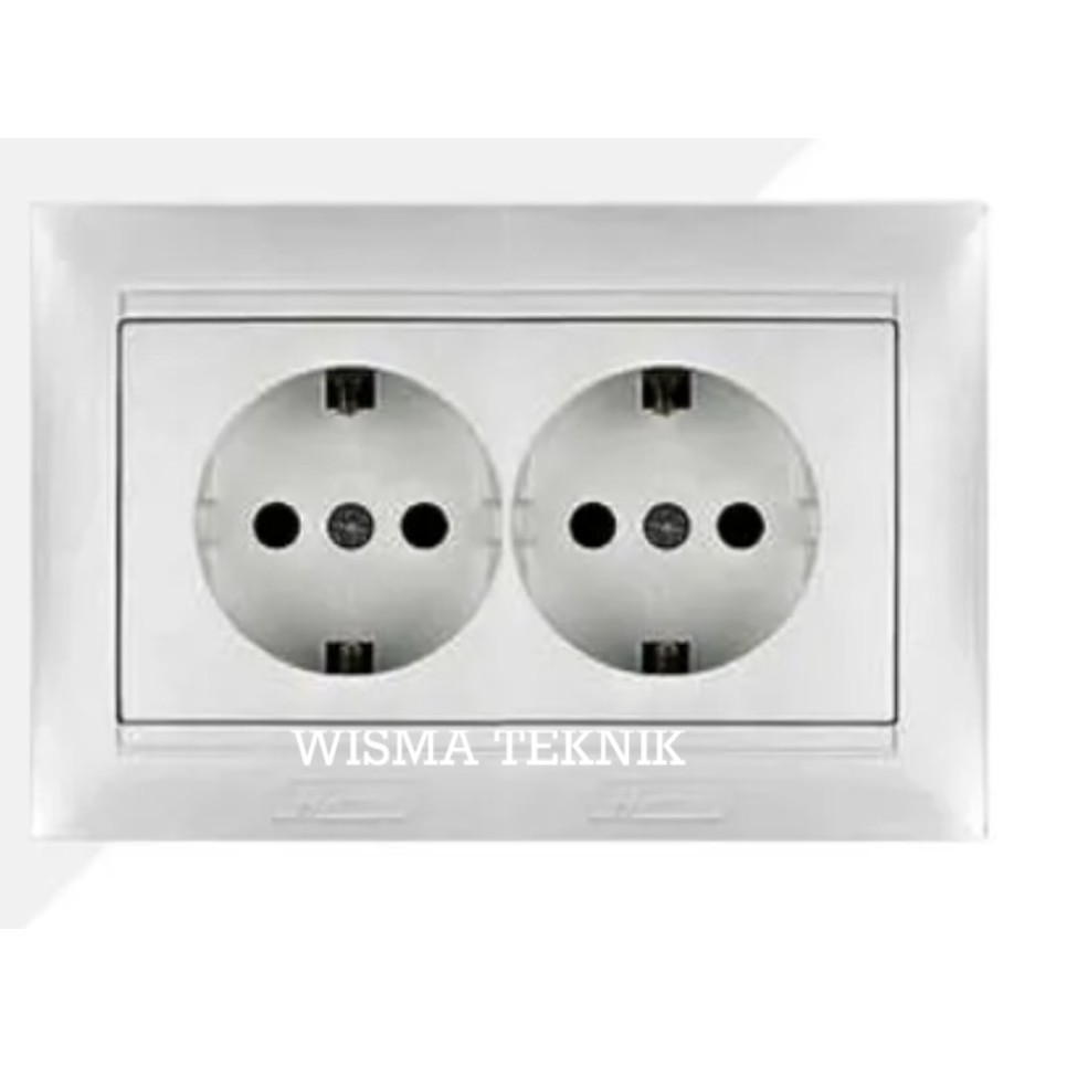 Colokan Listrik Stop Kontak Double Dengan Pengaman HWDSTSS Himel