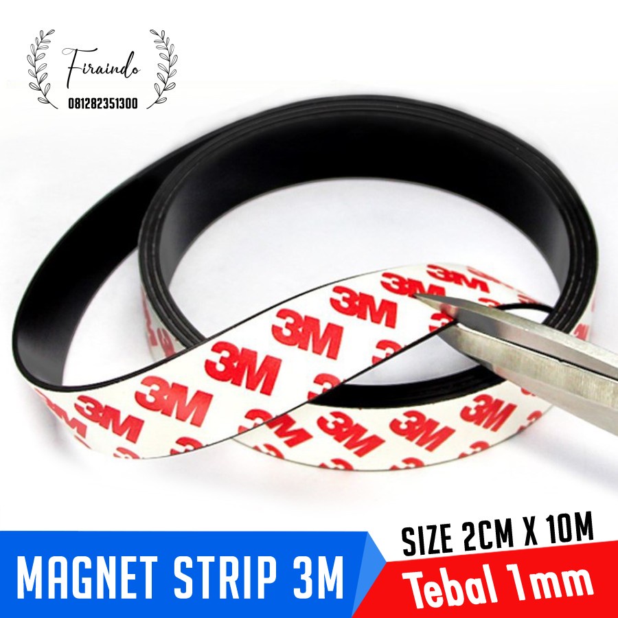 MAGNET Strip Lembaran Karet Hiasan Kulkas Double Tape 3M Gulungan Roll