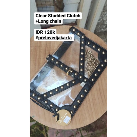 Les Femmes Clear Transparent Envelope Clutch Slingbag NEW