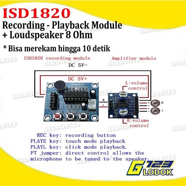 ISD1820 Sound Voice Recorder Playback Perekam Pemutar Suara Es Krim