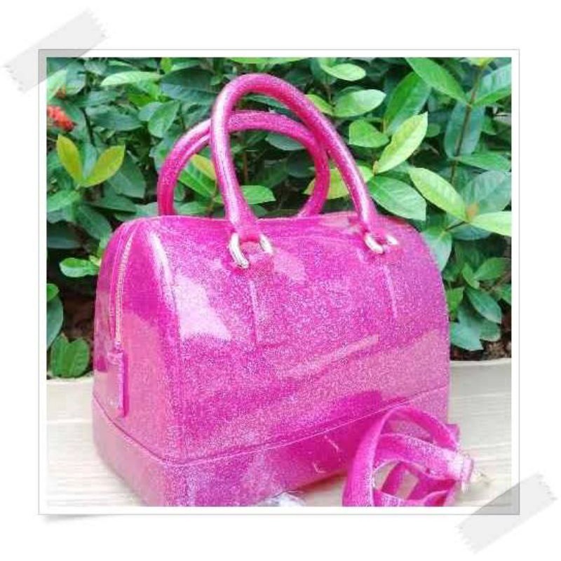 PROMO SALE TAS CANTIK FURLA JELLY GLITTER DRAGON FRUIT MINI PREMIUM ORIGINAL LIKE NEW (PRELOVED)