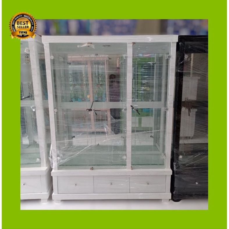 lemari pajangan kaca 3 pintu