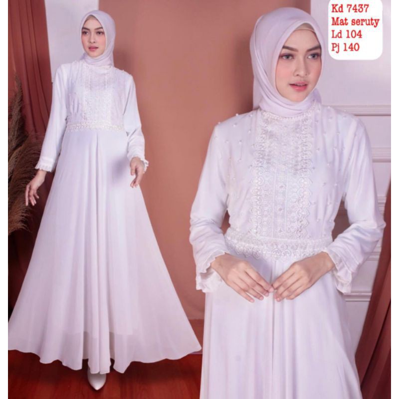 GAMIS / GAMIS MUSLIM / GAMIS PUTIH /GAMIS RENDA PASANG MUTIARA / GAMIS PESTA