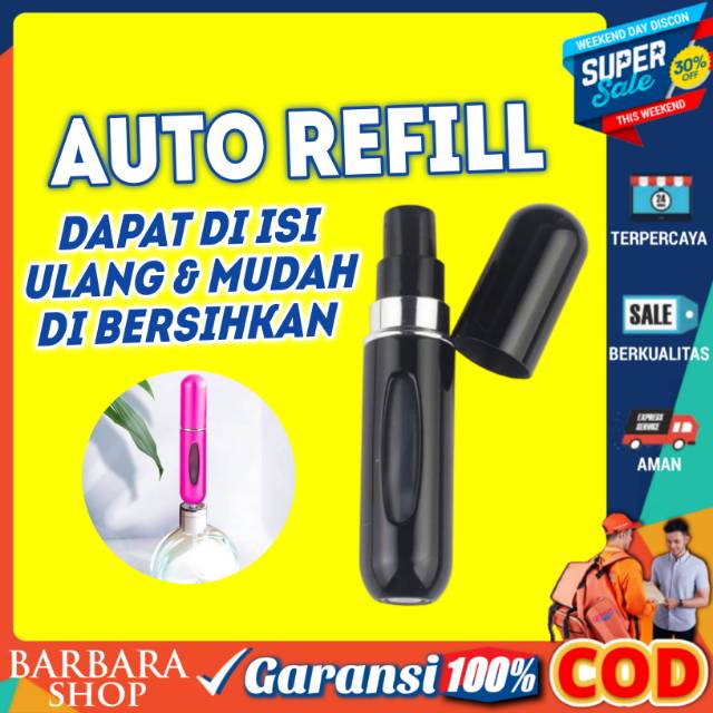 Botol Parfum Mini isi Ulang Kaca 5mili Spray Colok Auto Refill Atom Traveling