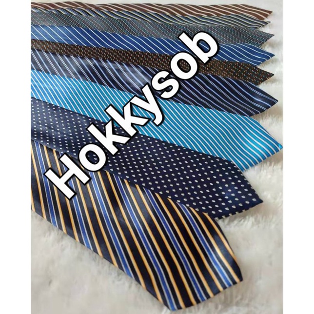 Dasi panjang biru corak garis putih silver 3inch 8cm seragam kantor wedding wisuda acara
