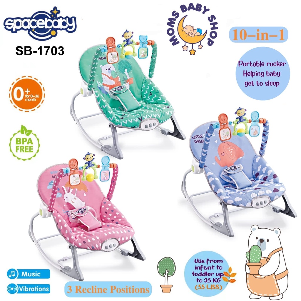 MOMS_ Bouncer Bayi FREE BUBBLE!!  SugarBaby 10 In 1 Premium Rocker NEW MOTIF /Bouncer 1 Recline Deluxe Musical Vibration//Kursi Goyang Manual Bayi