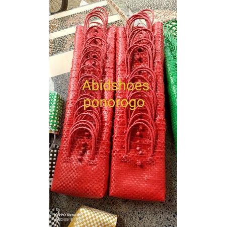 Tas anyaman polos merah hijau kuning biru 10x24  ready stok