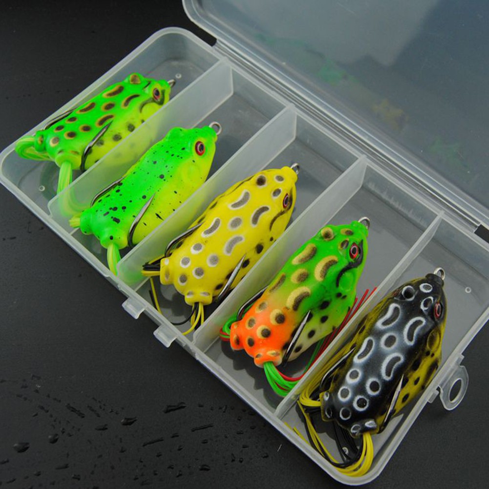 [Jianxin] 5pcs / Set Umpan Pancing Buatan Bentuk Katak Ukuran 6cm