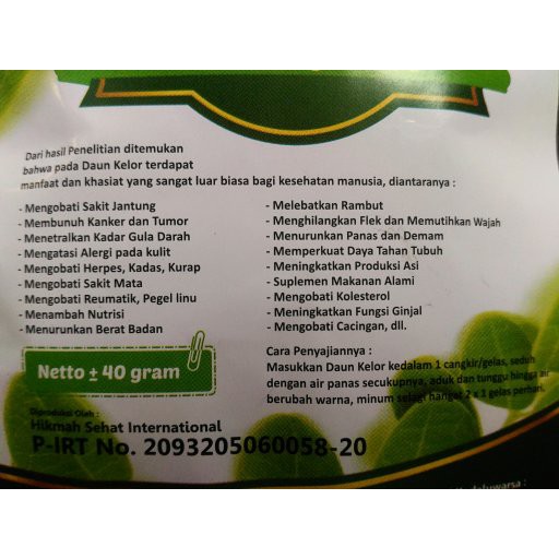 TEH CURAH KELOR HIKMAH ISI 40 gr mengobati  kolestrol anemia nyeri, letih, linu