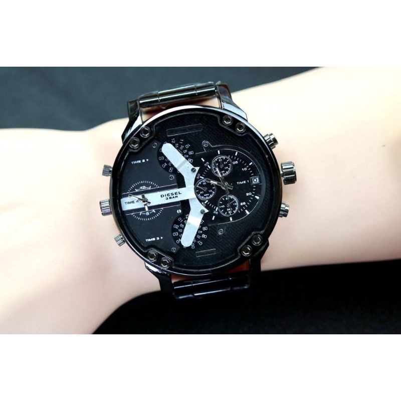 JAM TANGAN PRIA DlESEL 2TIME RANTAI CHRONO OFF TANGGAL AKTIF DIAMETER 5,2CM
