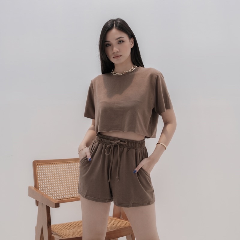 OSEYO - Hana Set (Cropped Fit)-BROWN