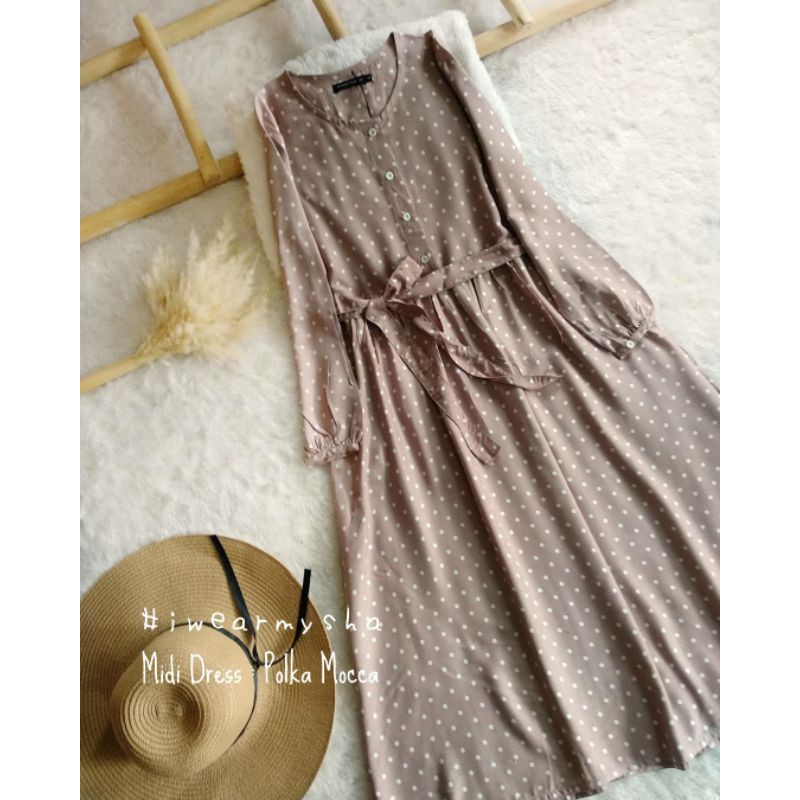 Midi dress kode polka ori IwearMysha x Myshaluv.id