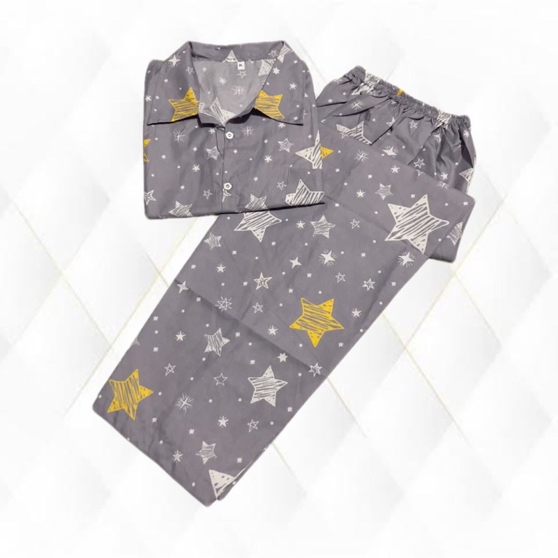 Star abu - setelan baju tidur piyama katun bisa couple mom kids and family cp