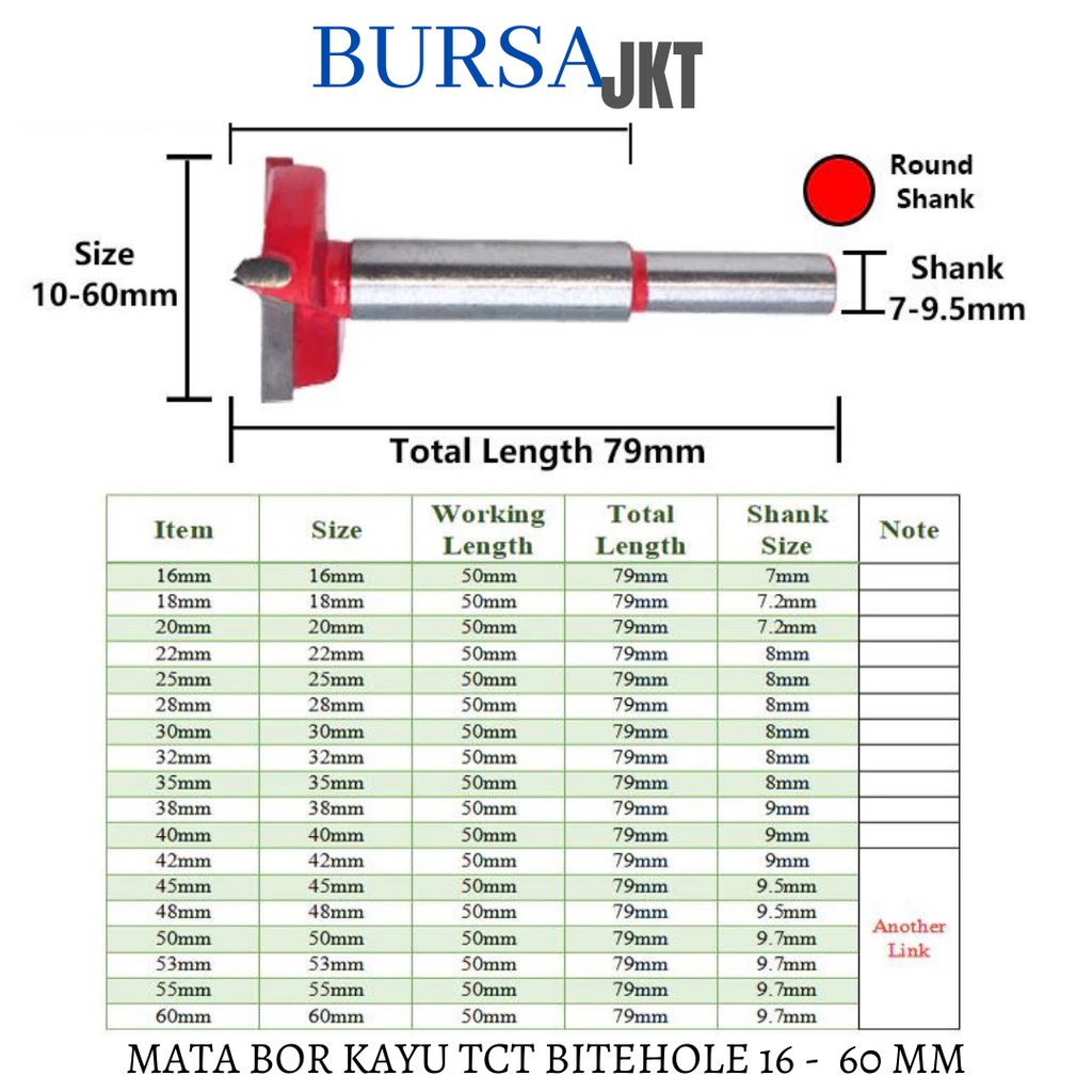 50 MM MATA BOR KAYU ENGSEL SENDOK MERAH FORSTNER BIT HOLE SAW