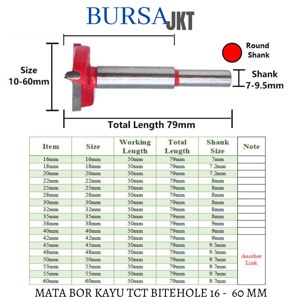 55 MM MATA BOR KAYU ENGSEL SENDOK MERAH FORSTNER BIT HOLE SAW