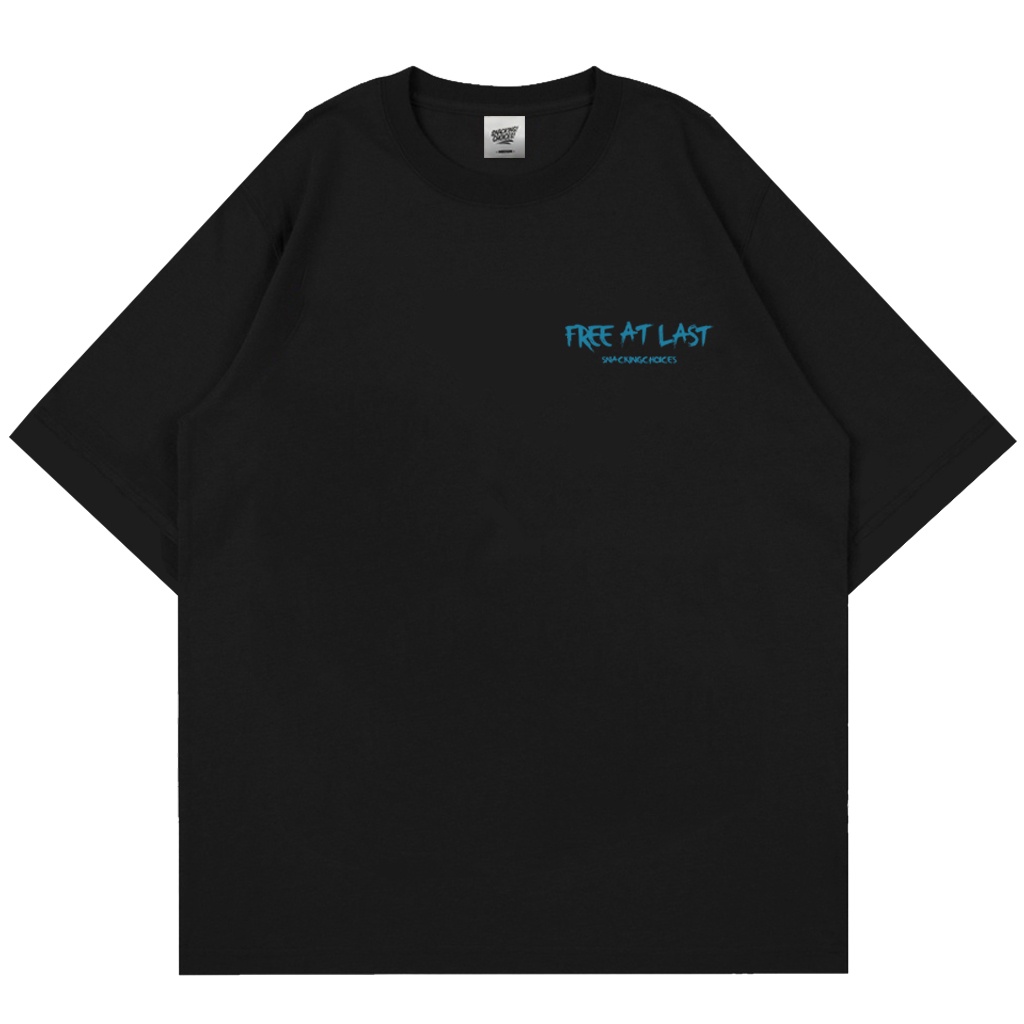 T-shirt | Oversize | Free At Last | Black | Snackingchoices