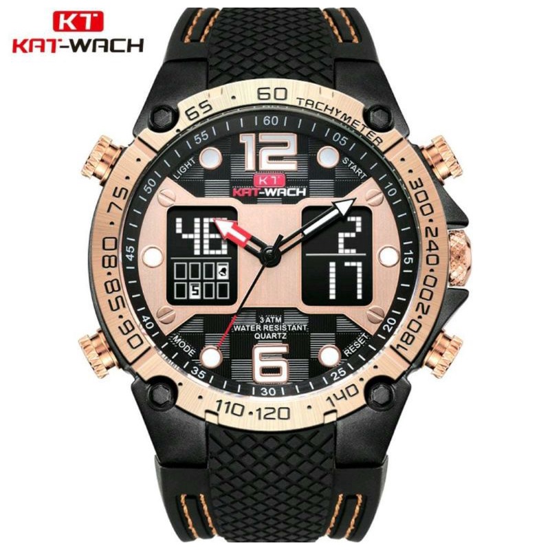 TERVIRAAALLLL 0KAT-WACH KT717 Jam Tangan Pria Digital Analog Tali Silicone_CURRENOS