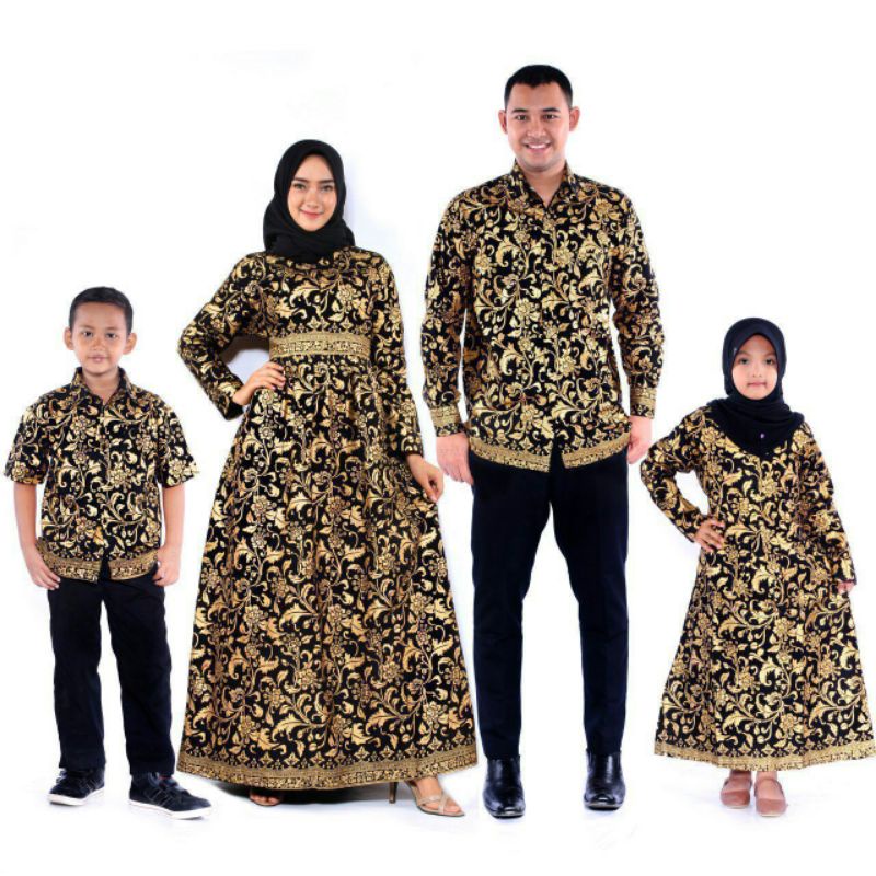 Couple gamis batik keluarga muslim couple batik ibu dan anak couple gamis batik premium