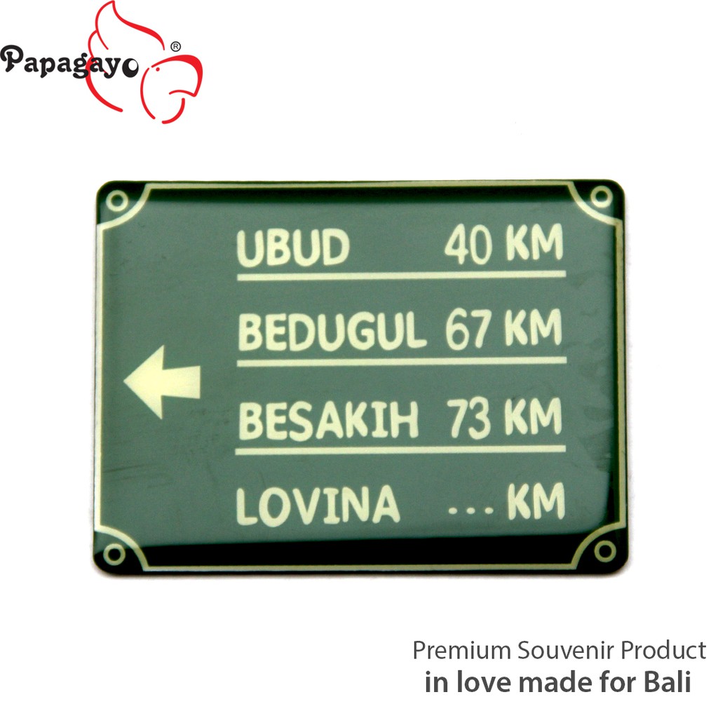 PAPAGAYO Magnet Kulkas Besi Nama Jalan Souvenir BALI EDITION