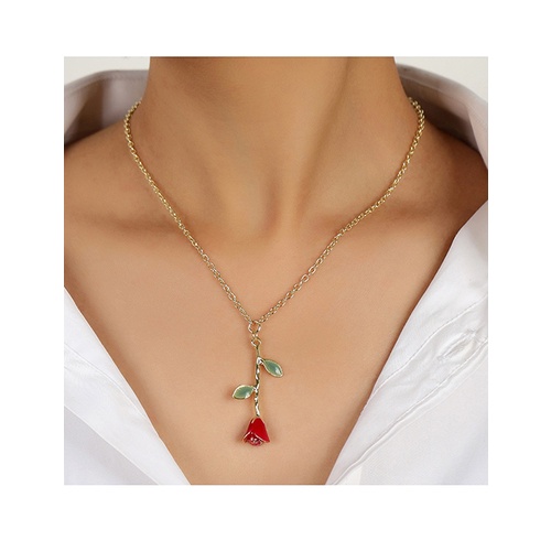 LRC Kalung Fashion Oil Painting Flower Necklace Y65228