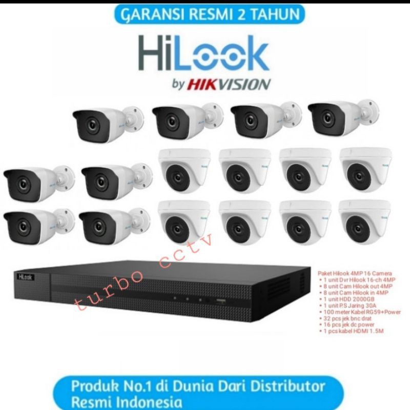 paket cctv hilook 16 ch 2mp full hd 1080P hybrid