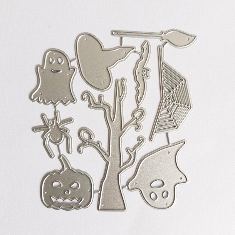 Cetakan Stensil Cutting Dies Motif Halloween Bahan Metal Untuk Scrapbook / Craft DIY / Embossing