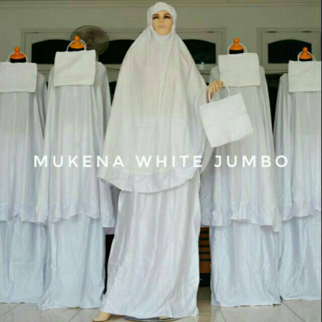 Mukena white jumbo.Grosir mukena rayon murah