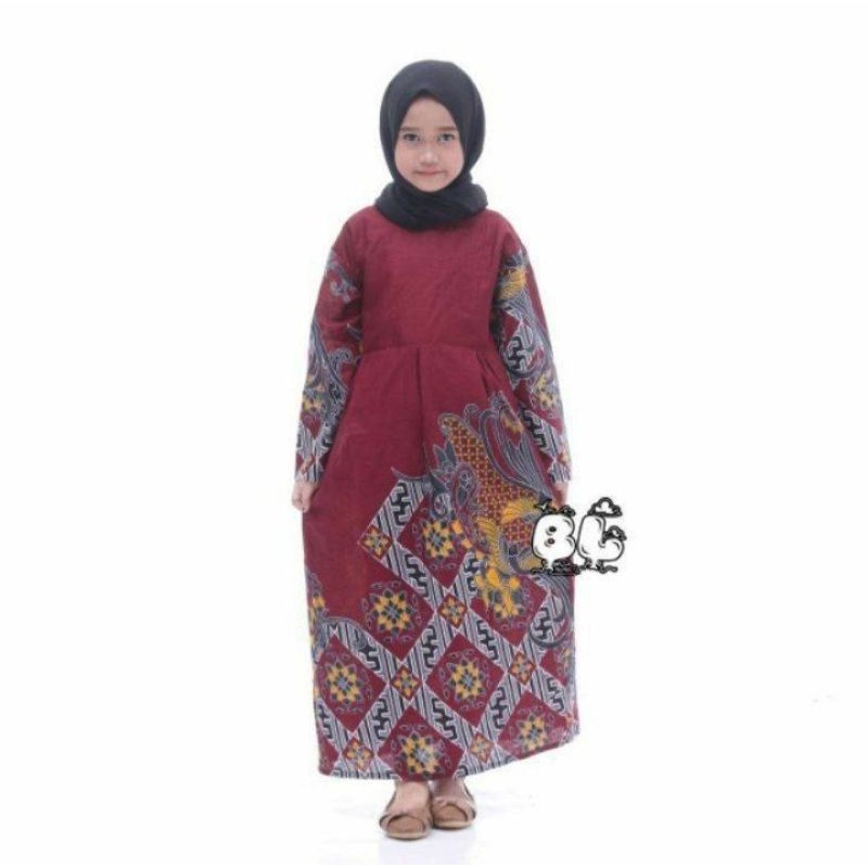 Promo Batik Couple sania ruffle batik couple keluarga ori motif kenari-GAMIS ANAK