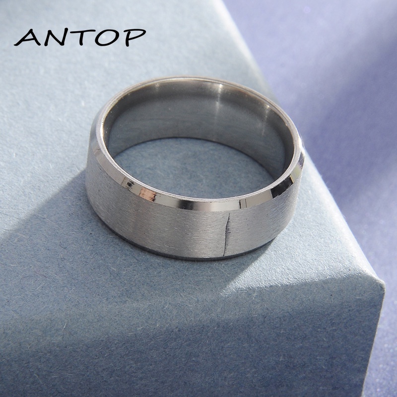 Cincin Matte Stainless Steel Punk Sederhana Untuk Hadiah Perhiasan Fashion Pria ANTOP