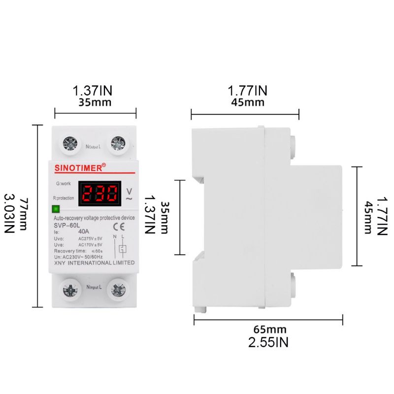 Btsg Over Under Voltage Display Relay Alat Pelindung Self-resetti LED Display