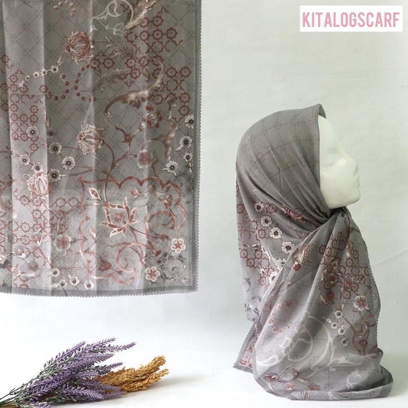 (COD) Hijab Segiempat Voal Motif // Hijab Exclusive voal printing murah// Motif Dusty