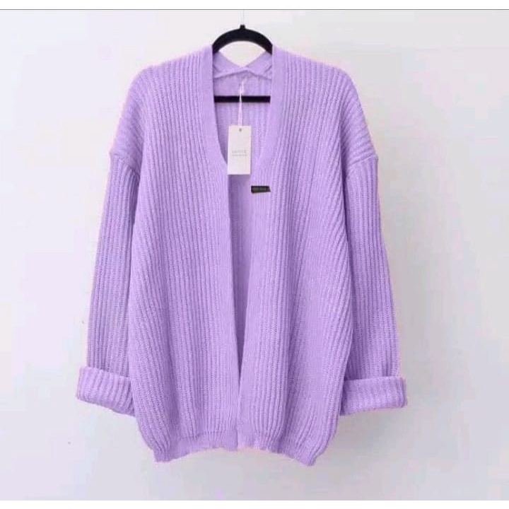Kardigan Oversize Rajut Wanita Lilac Outerwear Wanita Terbaru Baju Wanita Remaja Kekinian
