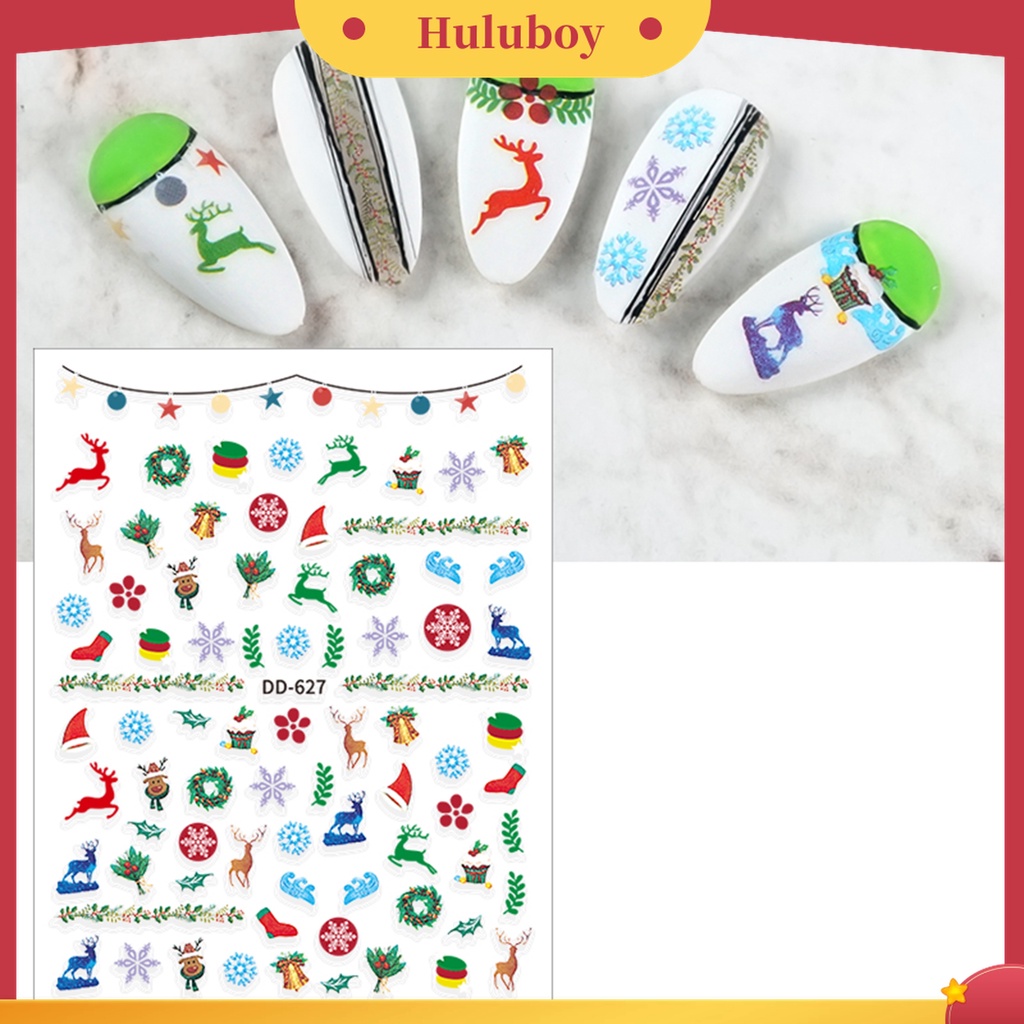 Huluboy Huluboy♡ Stiker Kuku Motif Natal / Tahun Baru Untuk Nail Art