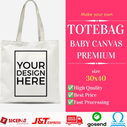 TOTE BAG KANVAS RESLETING 30x40 CUSTOM SATUAN