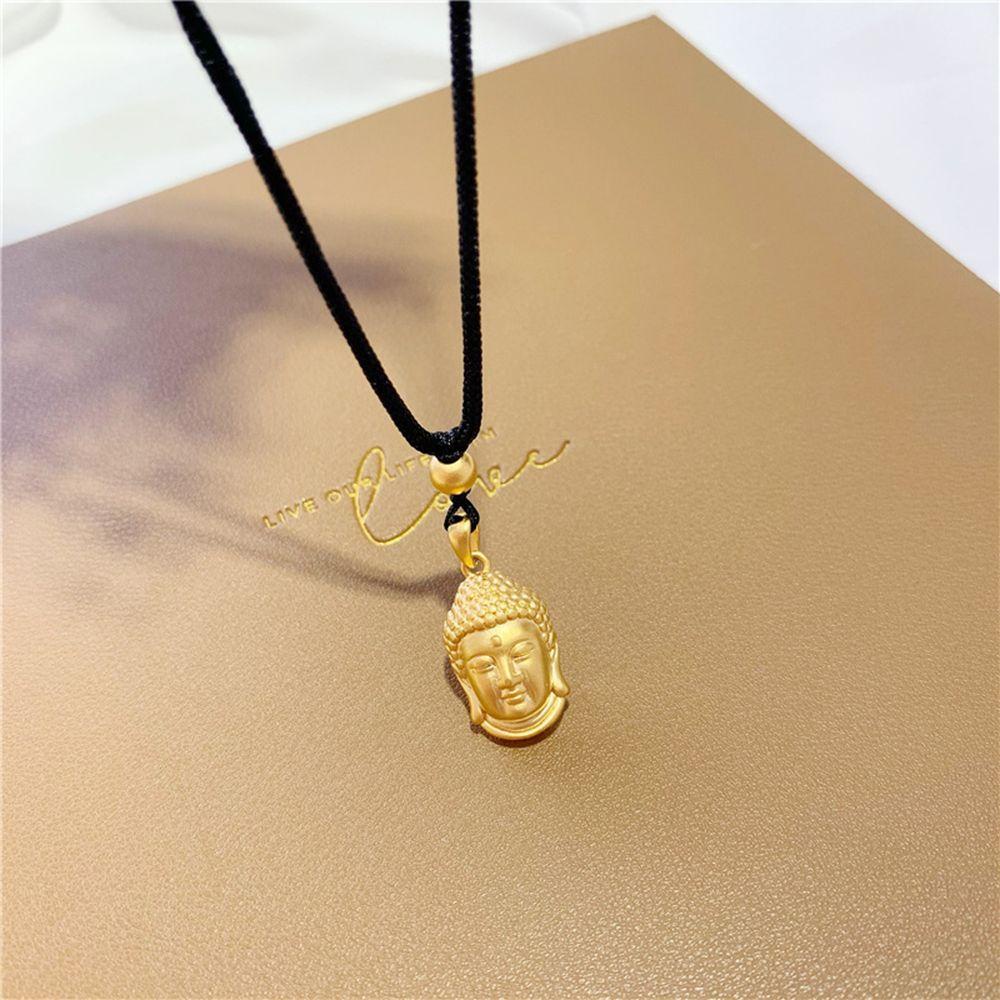 Mxbeauty Kalung Kepala Buddha Trendi Choker Hadiah Warna Emas Liontin Wanita Perempuan Rantai Klavikula