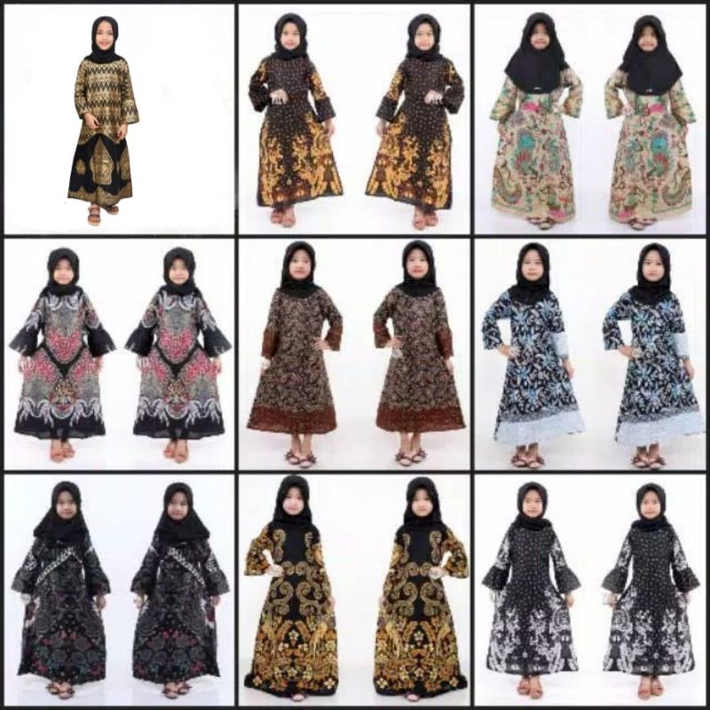 Baju Batik Anak Perempuan Umur 2-13 Tahun Terbaru / Dress anak batik Lengan Pendek Anak Cewek Murah