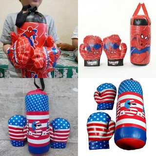 Mainan Samsak + Sarung Tinju SPIDERMAN / USA fisik olahraga boxing