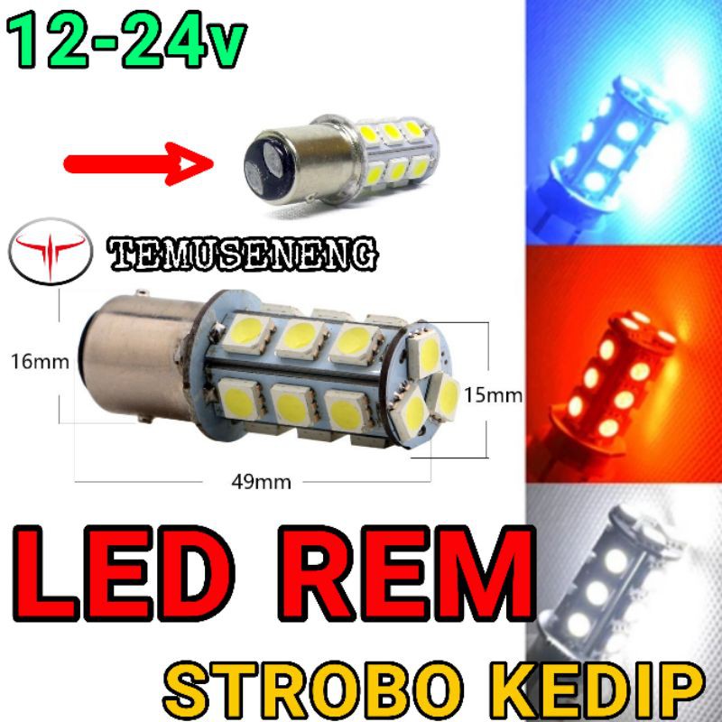 Lampu Rem Mobil 2 Kaki 1157 18 Titik Led Rem Kedip Blits Flash Bayonet Belakang Stoplamp Stop Lamp