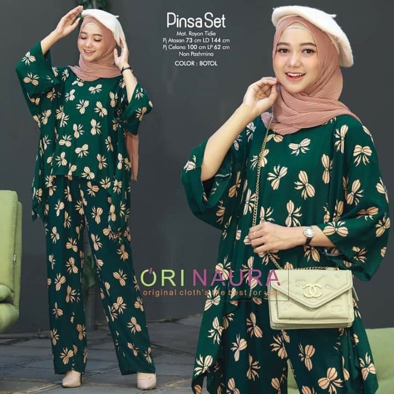 One Set Jumbo Waka Waka Pinsa Setelan Wanita Tie Dye Rayon Premium Set Celana Panjang Bigsize LD 130