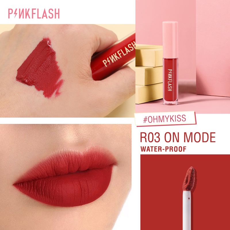 Pinkflash Matte Lipstik Lembut Tahan Lama Dengan Pelembab Pigmentasi Tinggi Long Wearing Hydrating