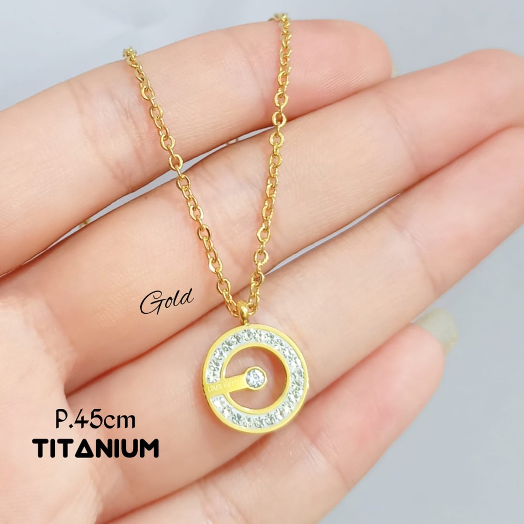 Kalung TITANIUM Logo Brand Terbaru Elegan Anti Karat Dan Tidak Luntur